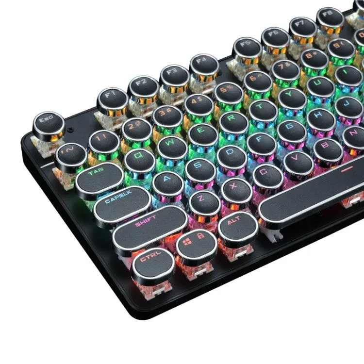 Electroplated Punk Keycap 104-Key Wired Gaming Keyboard with Colorful Backlit and Durable Aluminum Panel