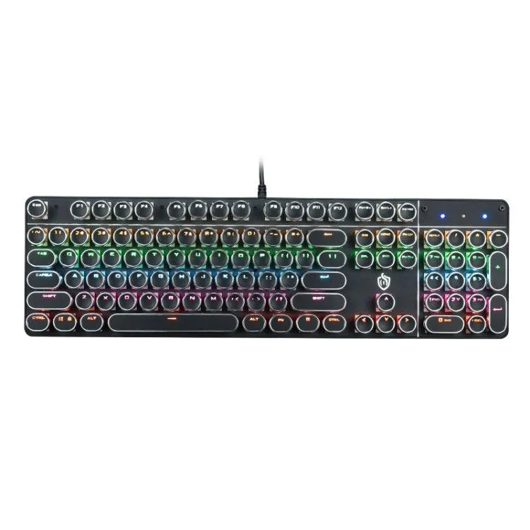 Electroplated Punk Keycap 104-Key Wired Gaming Keyboard with Colorful Backlit and Durable Aluminum Panel