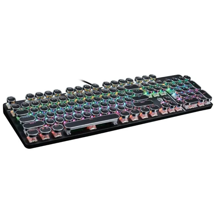 Electroplated Punk Keycap 104-Key Wired Gaming Keyboard with Colorful Backlit and Durable Aluminum Panel