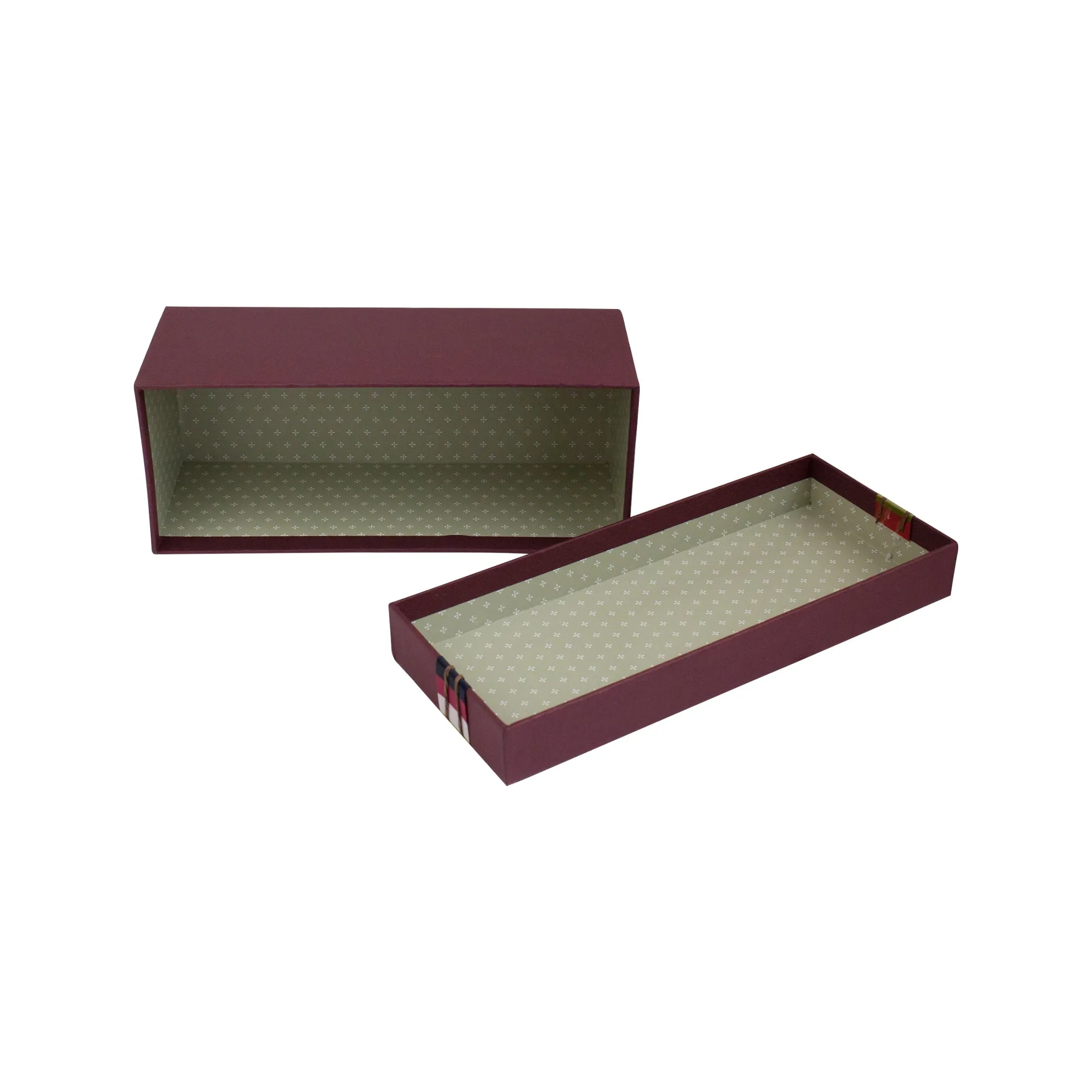 Elegant Burgundy Striped Gift Box - Single