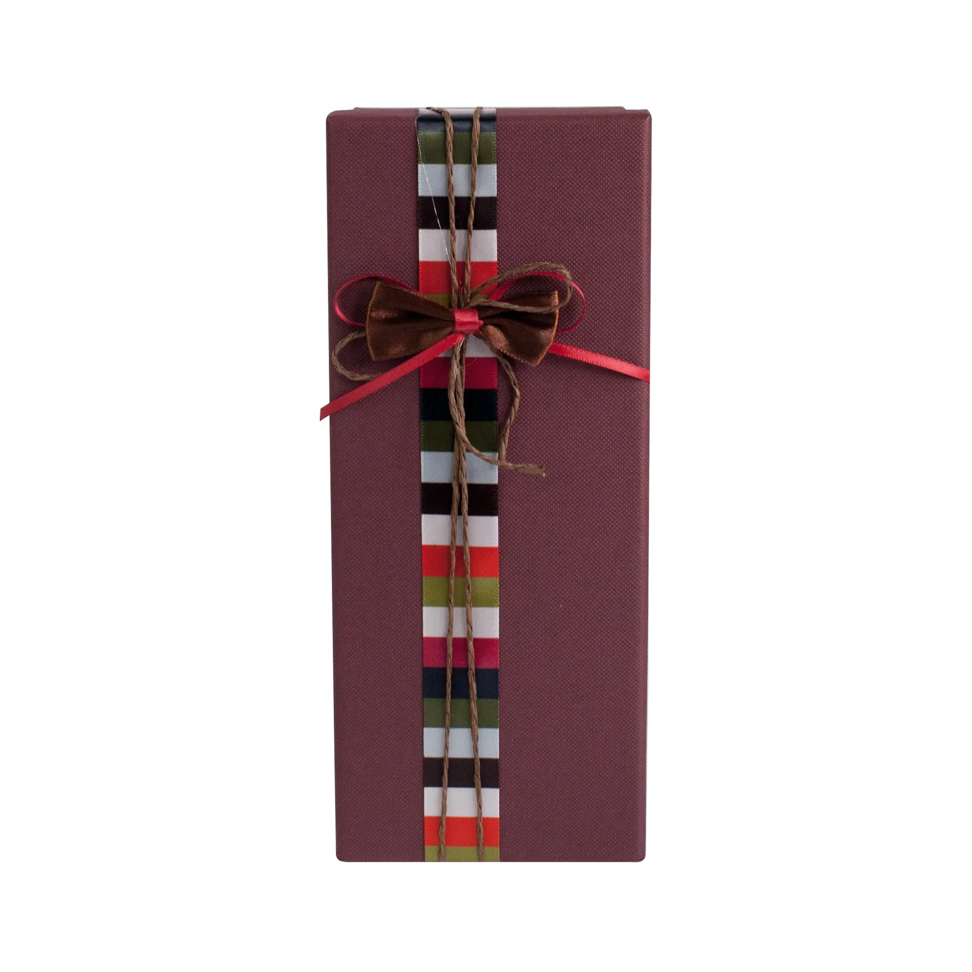 Elegant Burgundy Striped Gift Box - Single