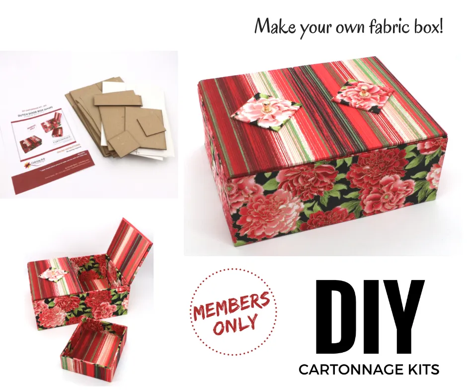 Fabric Dutch Door box DIY kit small,  cartonnage kit 203