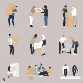 Flat Vector Moving People