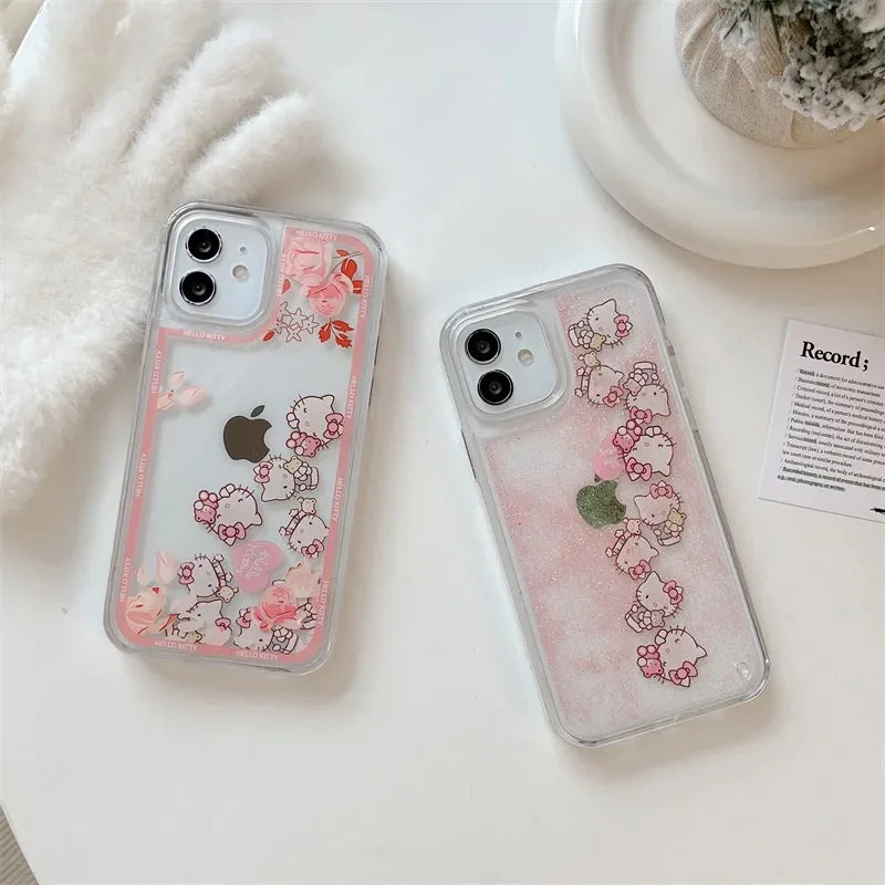 Flowers Kitty Quicksand iPhone Case