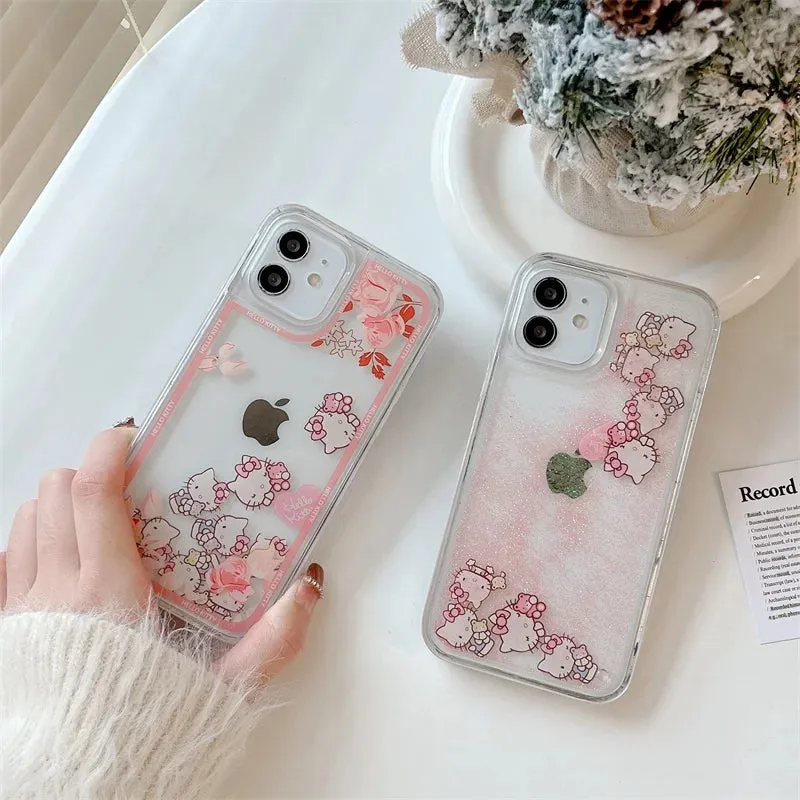 Flowers Kitty Quicksand iPhone Case