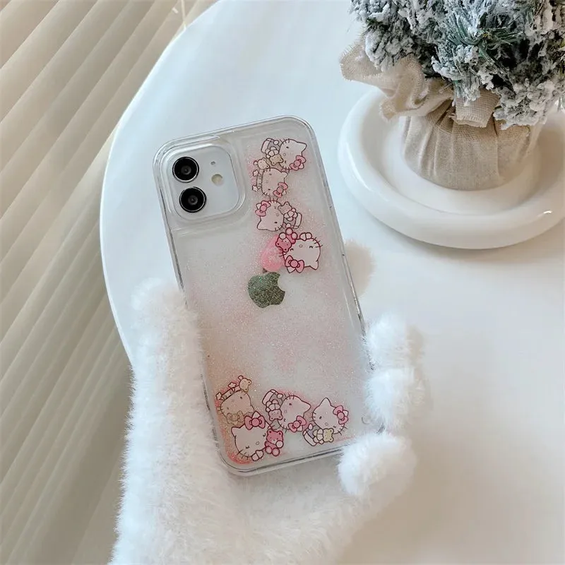 Flowers Kitty Quicksand iPhone Case