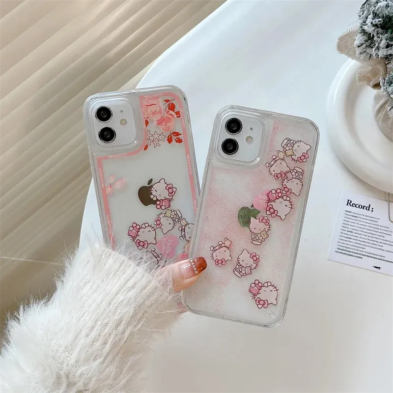 Flowers Kitty Quicksand iPhone Case