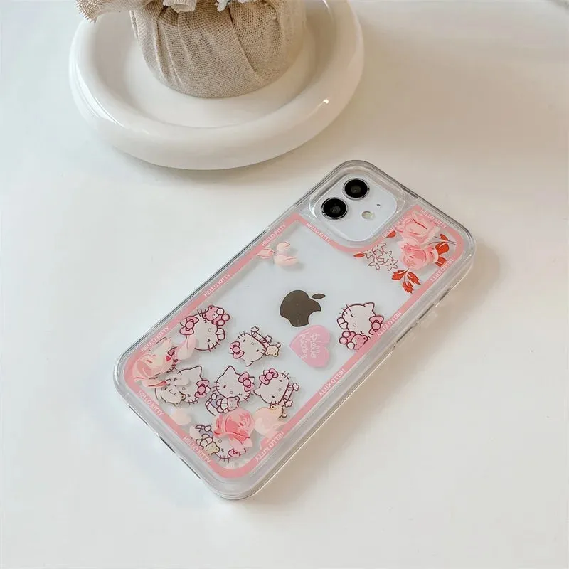 Flowers Kitty Quicksand iPhone Case