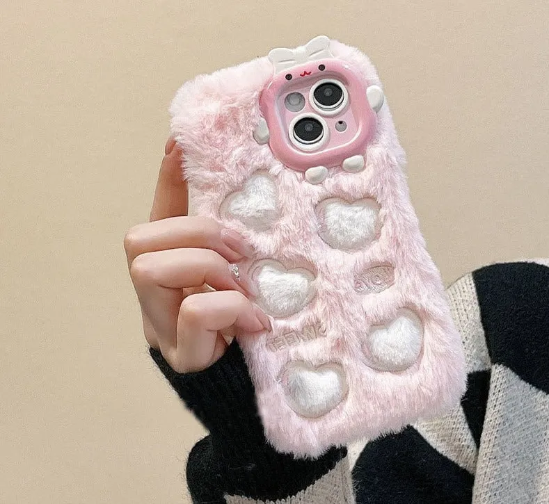 Fuzzy Heart Imprinted iPhone Case