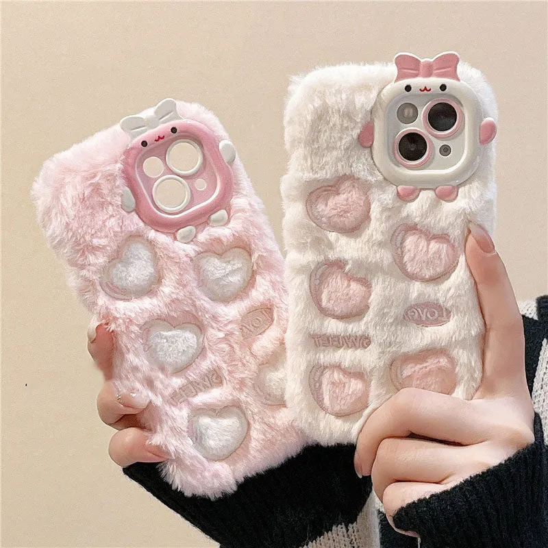 Fuzzy Heart Imprinted iPhone Case