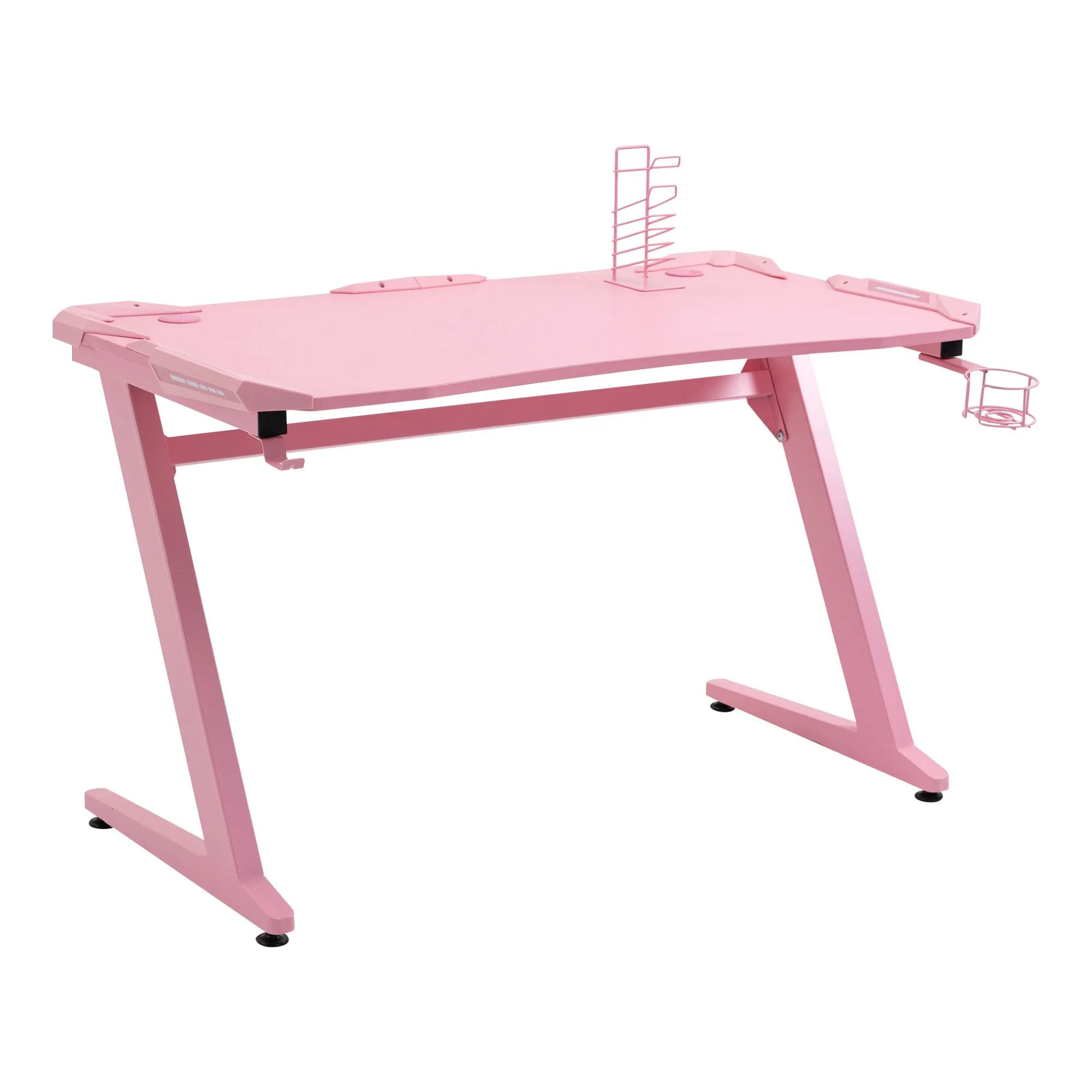 gaming Desk Computer Writing Table with Large Workstation for Home Office, 122 x 66 x 86cm, Pink Office