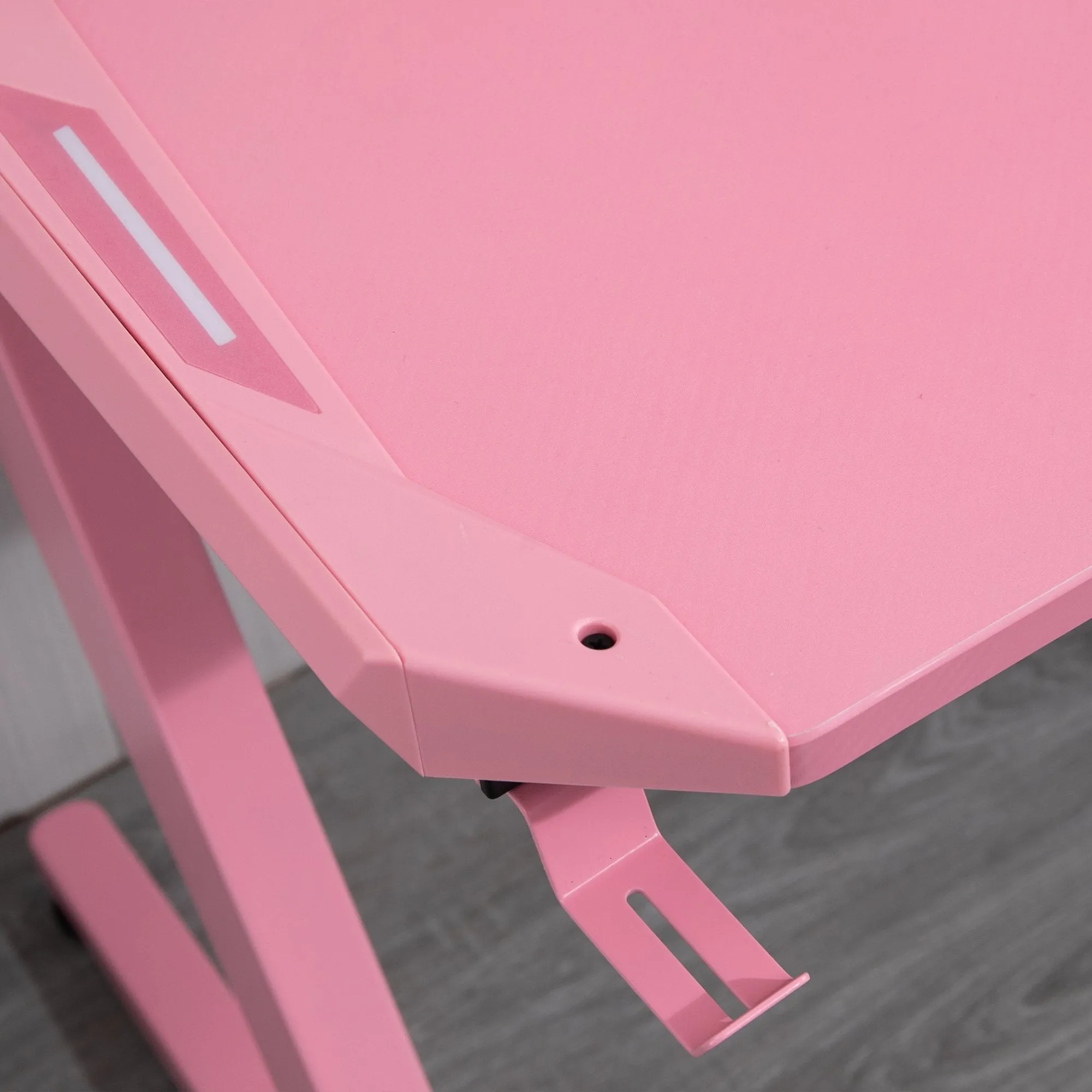 gaming Desk Computer Writing Table with Large Workstation for Home Office, 122 x 66 x 86cm, Pink Office