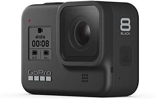 GoPro HERO8 Black — Waterproof Action Camera with Touch Screen 4K Ultra HD Video 12MP Photos 1080p Live Streaming Stabilization with Lexar 128GB U3 Memory Card and Ritz Gear Memory Card Reader