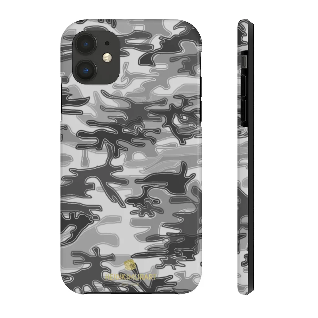 Grey Camo Print iPhone Case, Army Camouflage Military Print Case Mate Tough Phone Cases