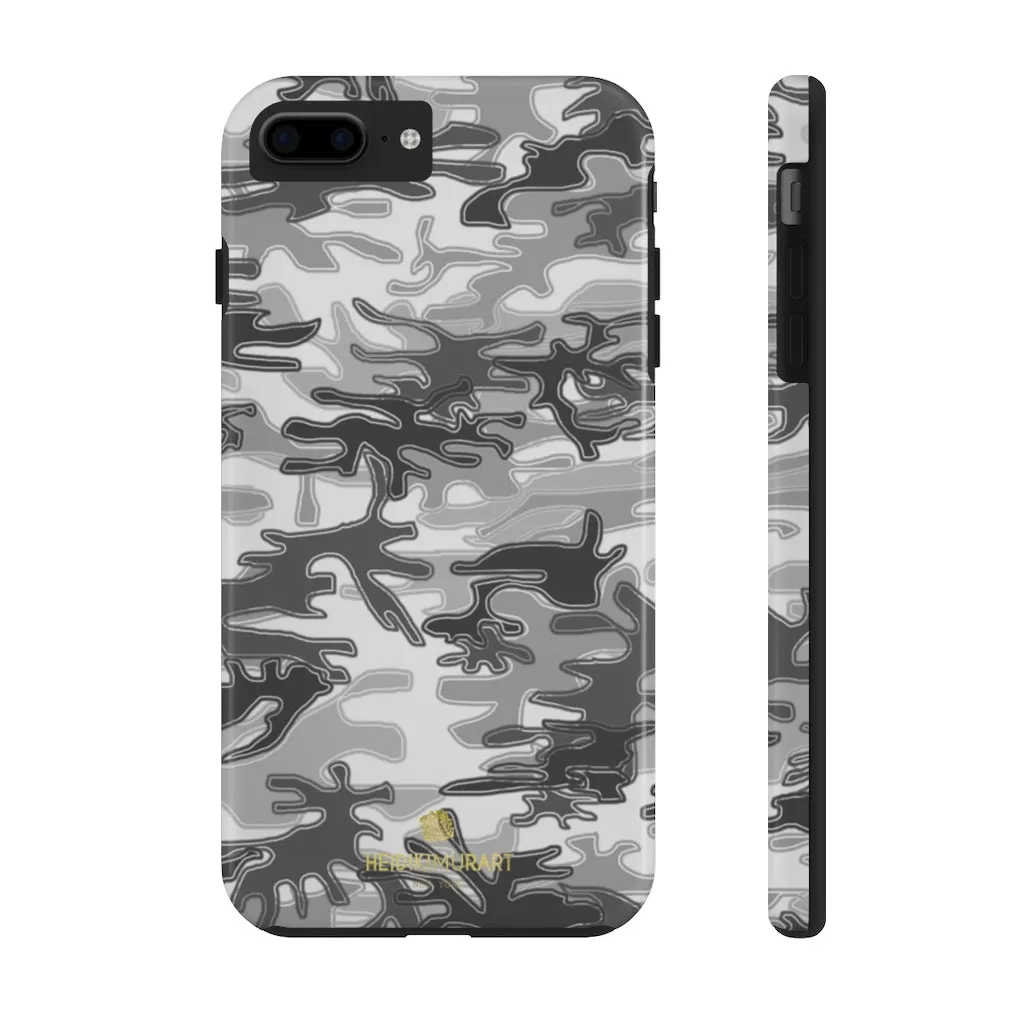 Grey Camo Print iPhone Case, Army Camouflage Military Print Case Mate Tough Phone Cases