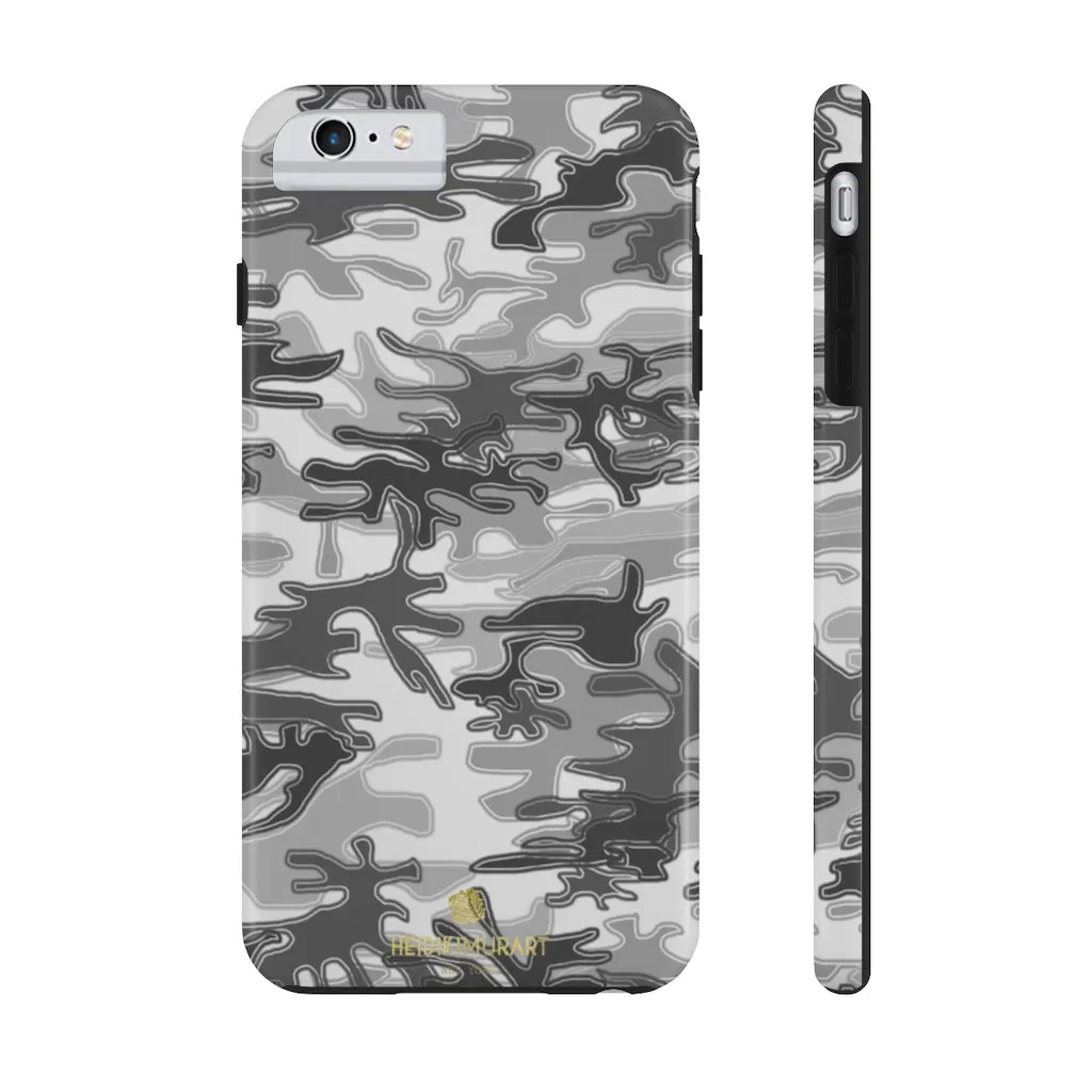 Grey Camo Print iPhone Case, Army Camouflage Military Print Case Mate Tough Phone Cases