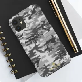 Grey Camo Print iPhone Case, Army Camouflage Military Print Case Mate Tough Phone Cases