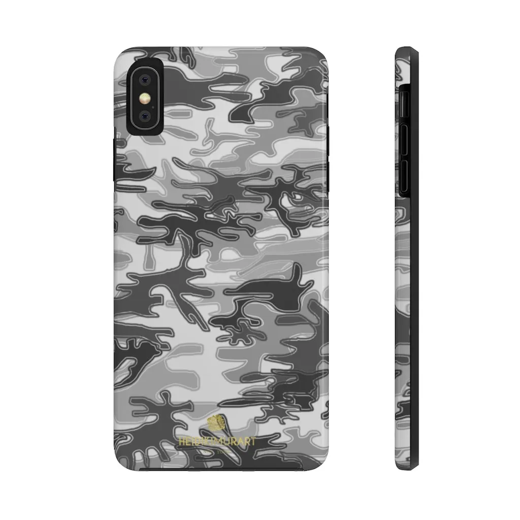 Grey Camo Print iPhone Case, Army Camouflage Military Print Case Mate Tough Phone Cases