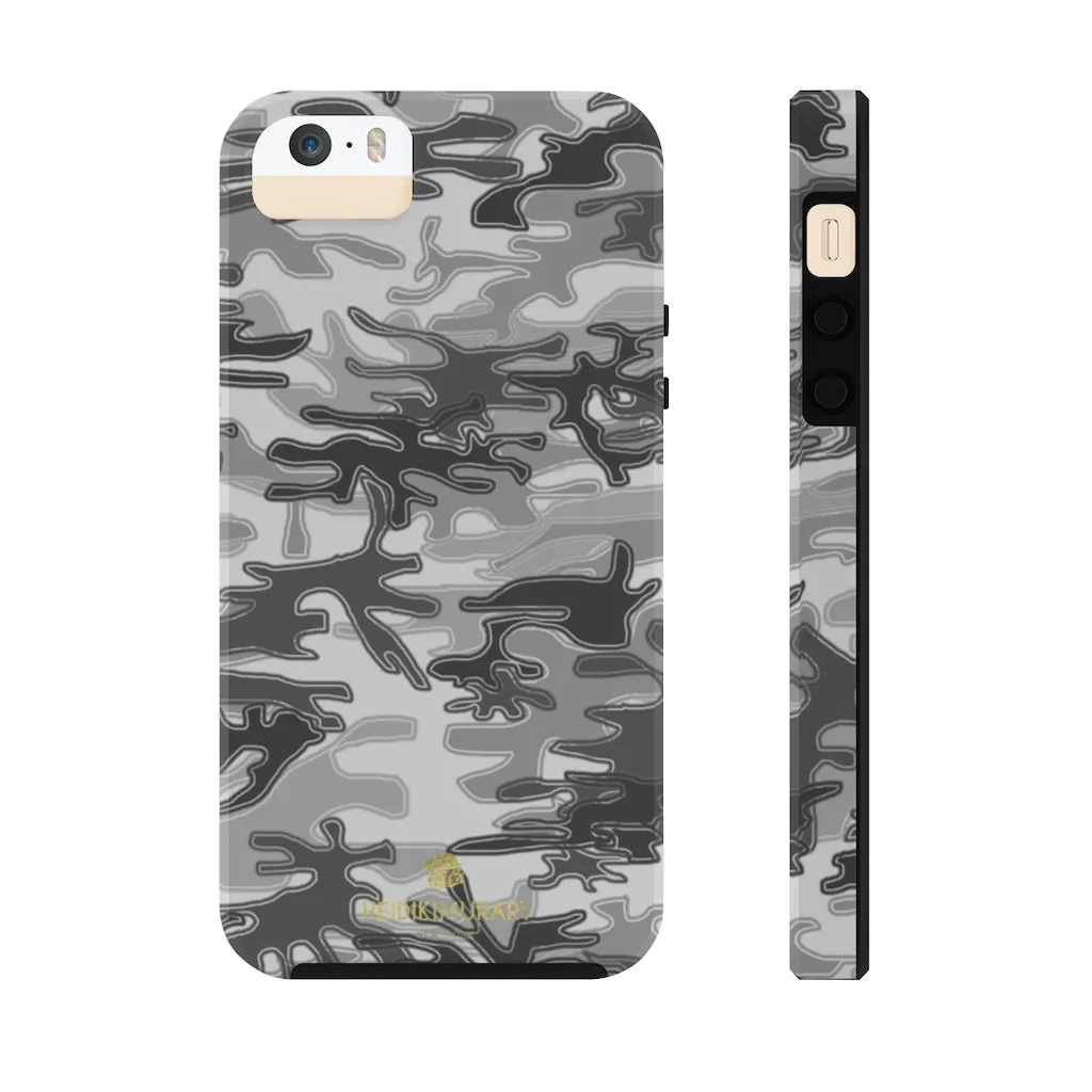 Grey Camo Print iPhone Case, Army Camouflage Military Print Case Mate Tough Phone Cases