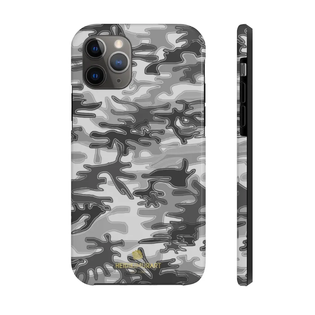 Grey Camo Print iPhone Case, Army Camouflage Military Print Case Mate Tough Phone Cases