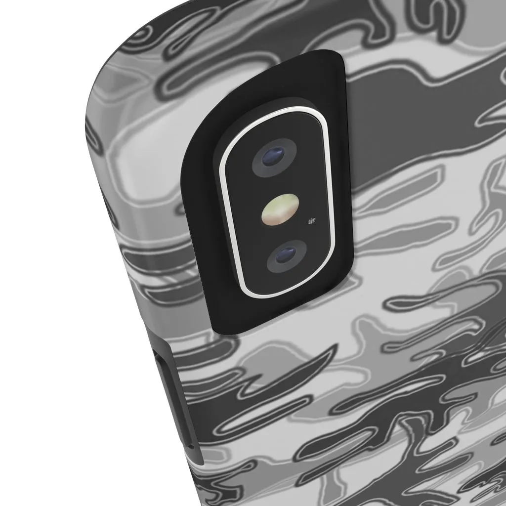 Grey Camo Print iPhone Case, Army Camouflage Military Print Case Mate Tough Phone Cases