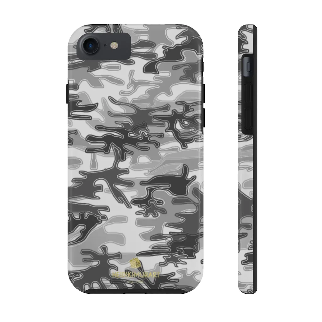 Grey Camo Print iPhone Case, Army Camouflage Military Print Case Mate Tough Phone Cases