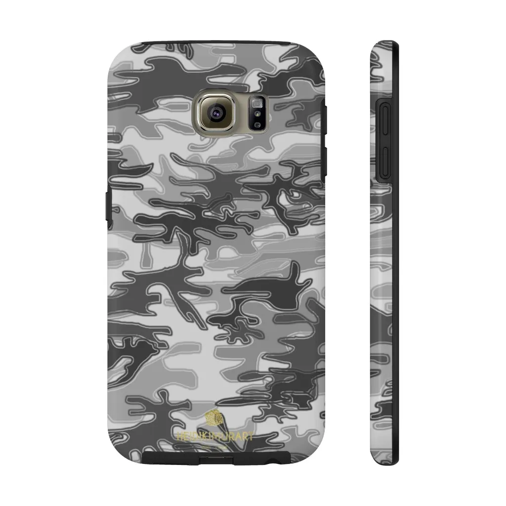 Grey Camo Print iPhone Case, Army Camouflage Military Print Case Mate Tough Phone Cases