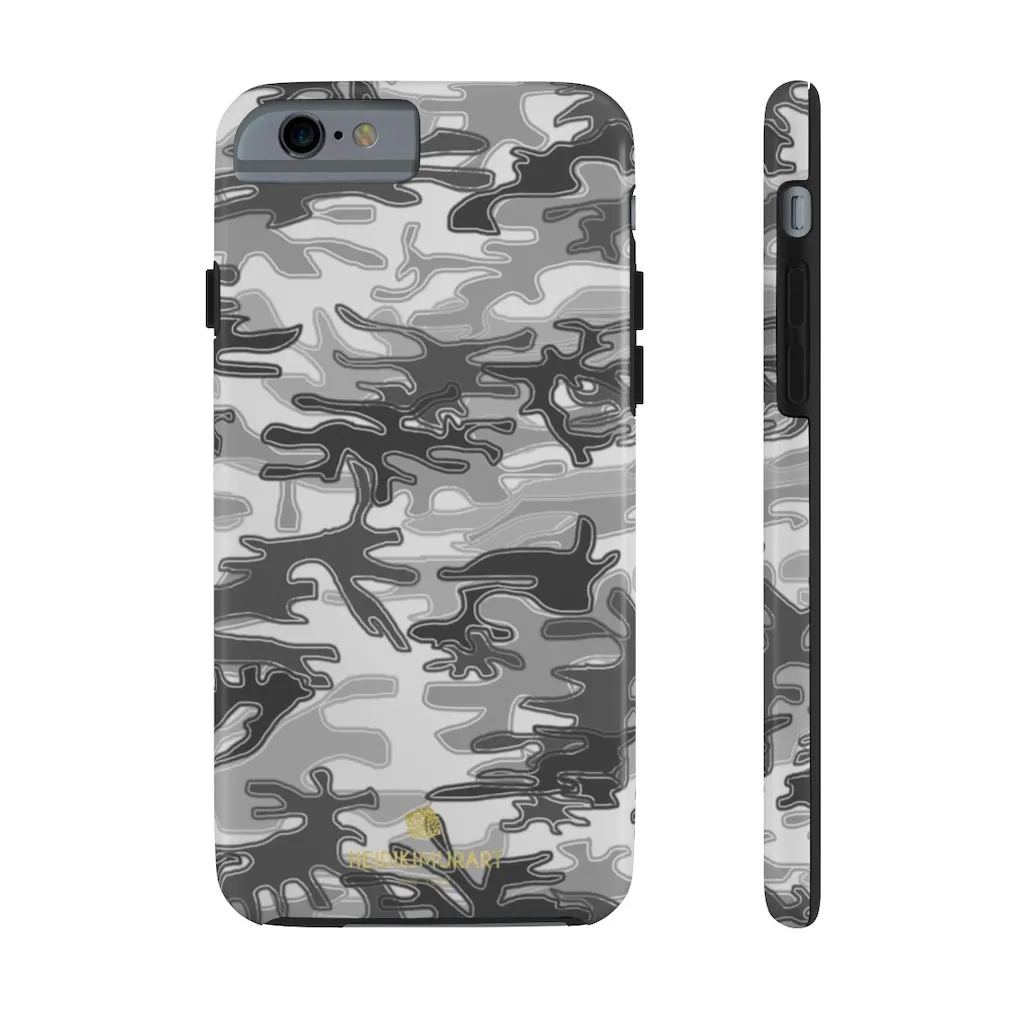 Grey Camo Print iPhone Case, Army Camouflage Military Print Case Mate Tough Phone Cases