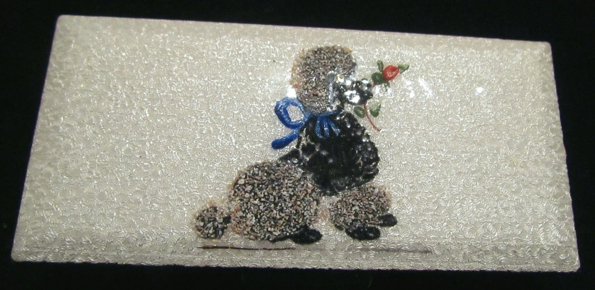 Guilloche Poodle Cigarette Case Vintage Trinket Box 1950s Pill Holder