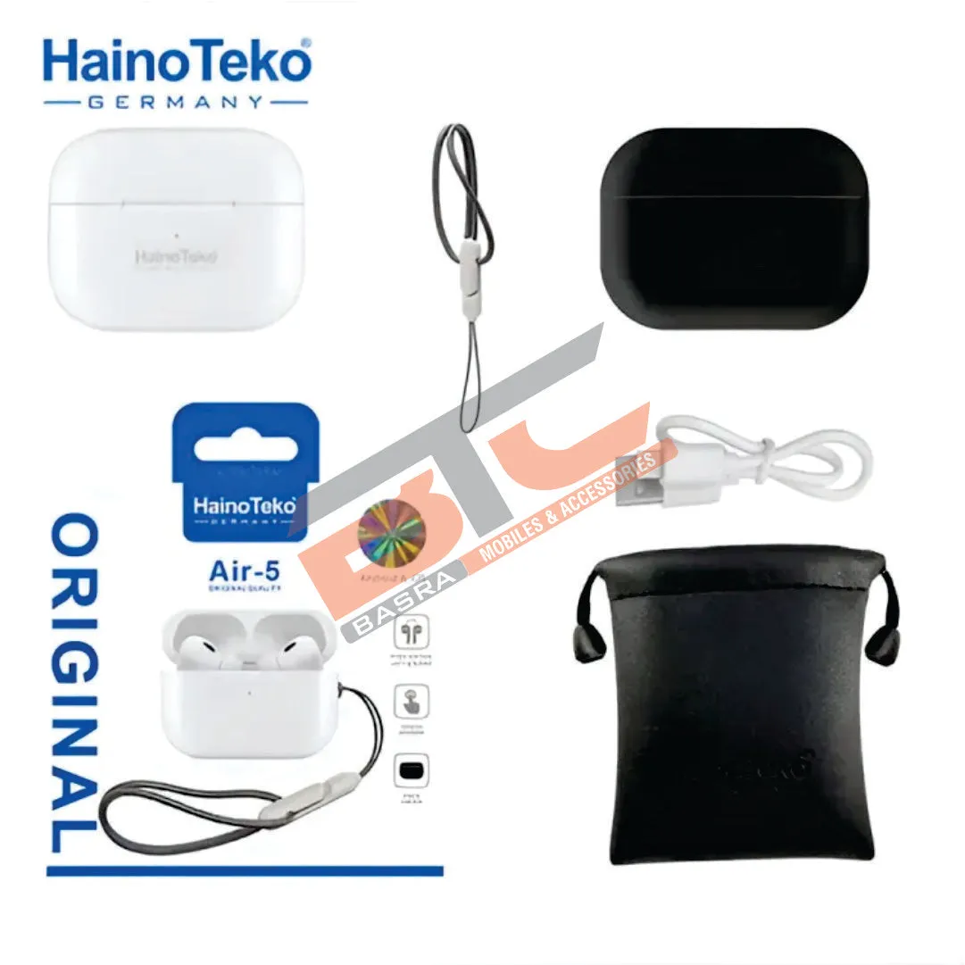 Haino teko air5 airpods stereo sound premium bass quality with silicon case