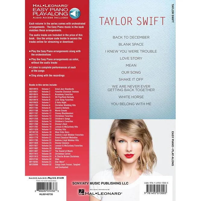 Hal Leonard HL00142735 Taylor Swift Easy Piano Play-along Volume 19