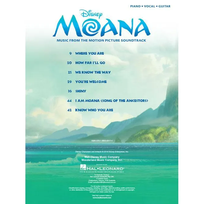 Hal Leonard HL00204662 Moana Music From The Motion Picture Soundtrack