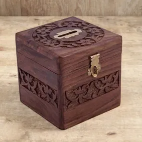 Handcraft Wooden Money Bank, Coin Holder, Piggy Bank