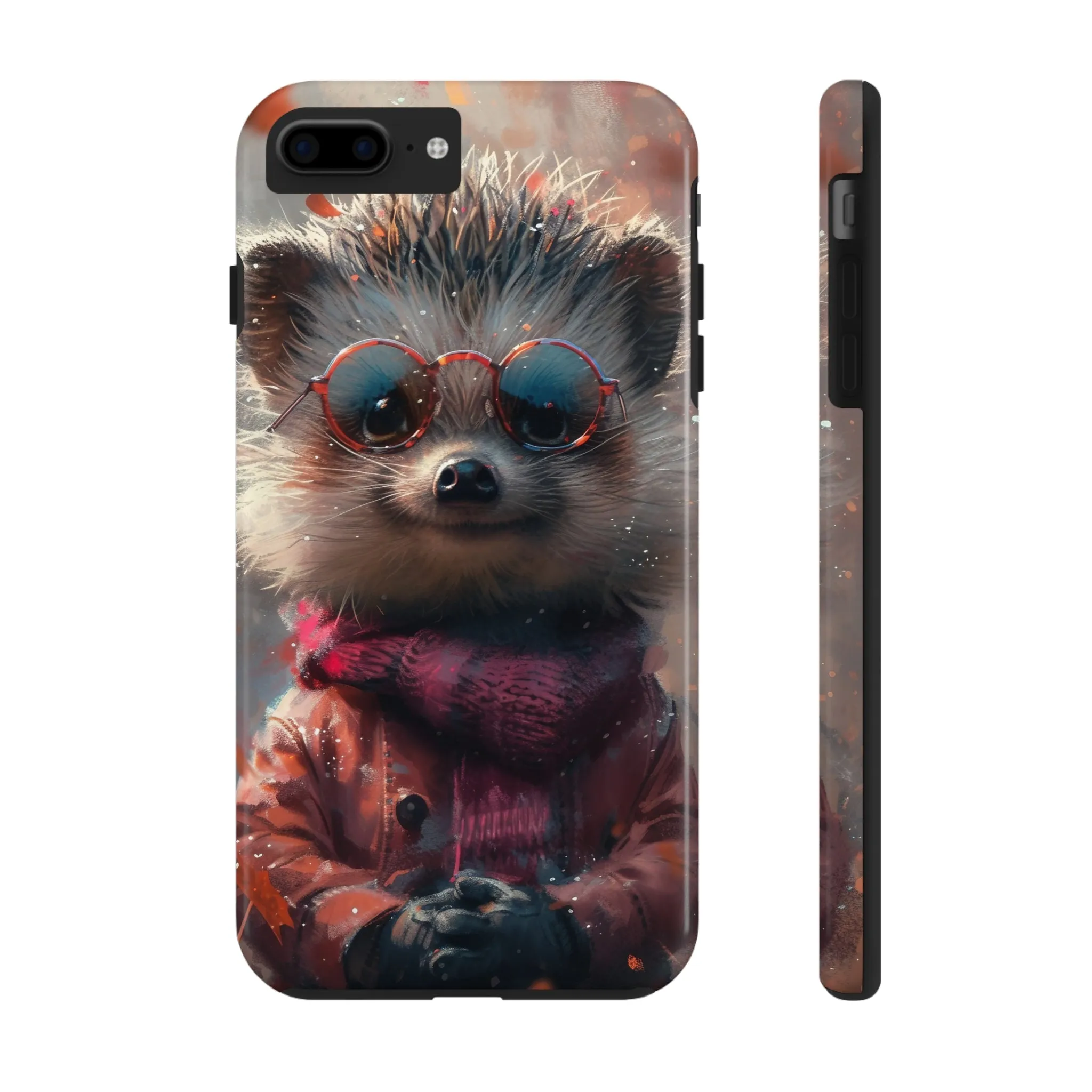 Hedgehog with Glasses and Scarf Design Phone Case- Lightweight, Impact Resistant Cover for iPhone 6, 6s, 12, 13, 14, 15