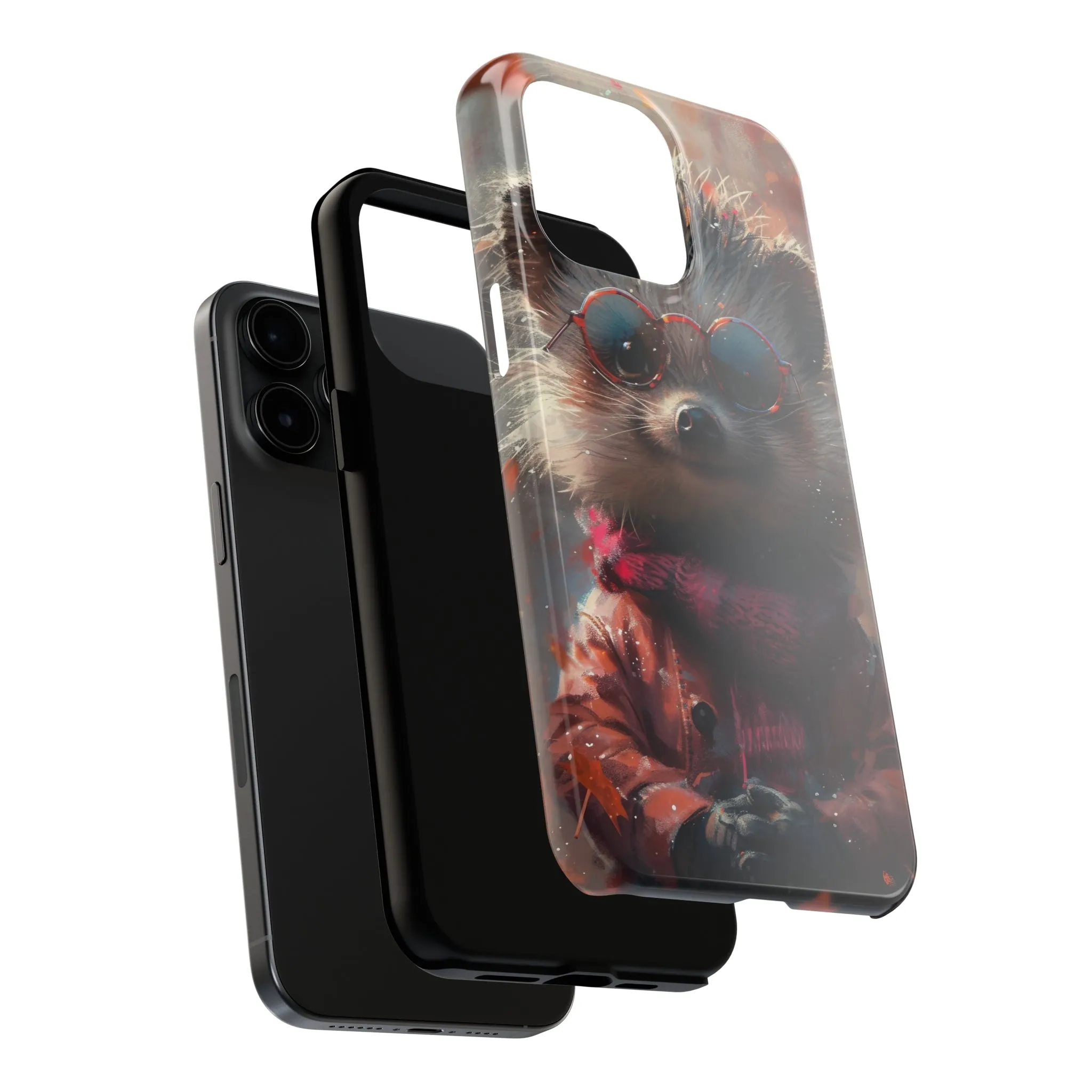 Hedgehog with Glasses and Scarf Design Phone Case- Lightweight, Impact Resistant Cover for iPhone 6, 6s, 12, 13, 14, 15