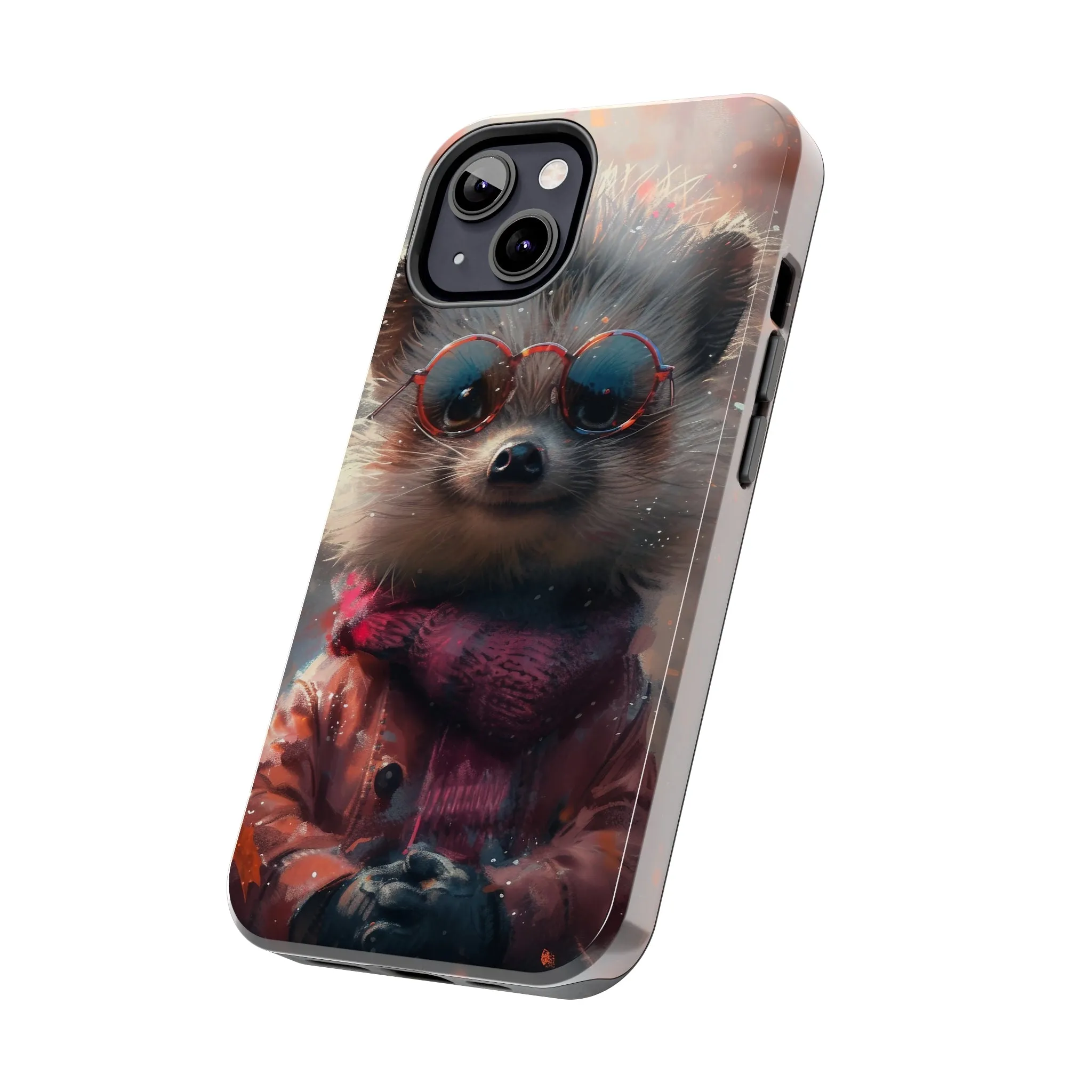 Hedgehog with Glasses and Scarf Design Phone Case- Lightweight, Impact Resistant Cover for iPhone 6, 6s, 12, 13, 14, 15