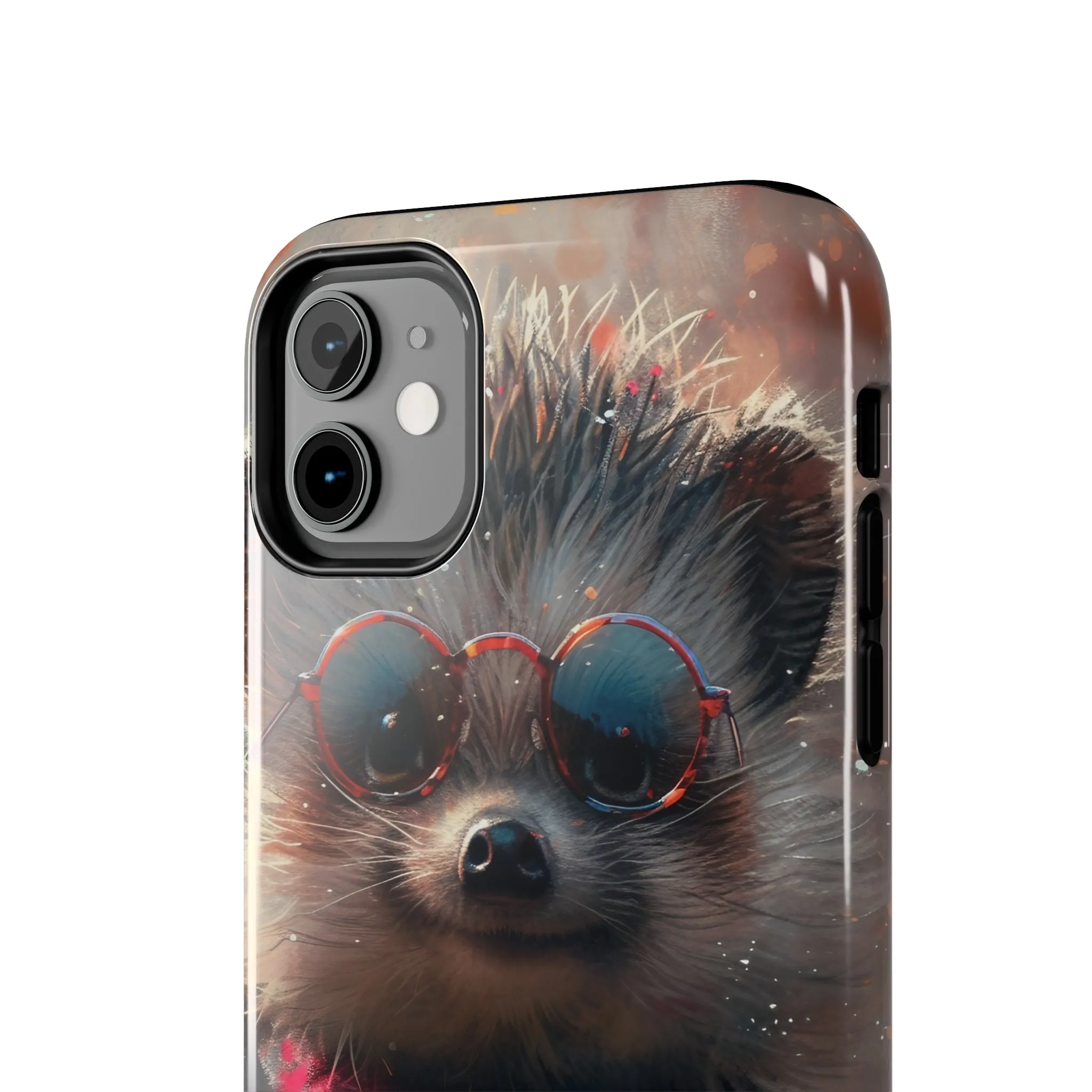 Hedgehog with Glasses and Scarf Design Phone Case- Lightweight, Impact Resistant Cover for iPhone 6, 6s, 12, 13, 14, 15