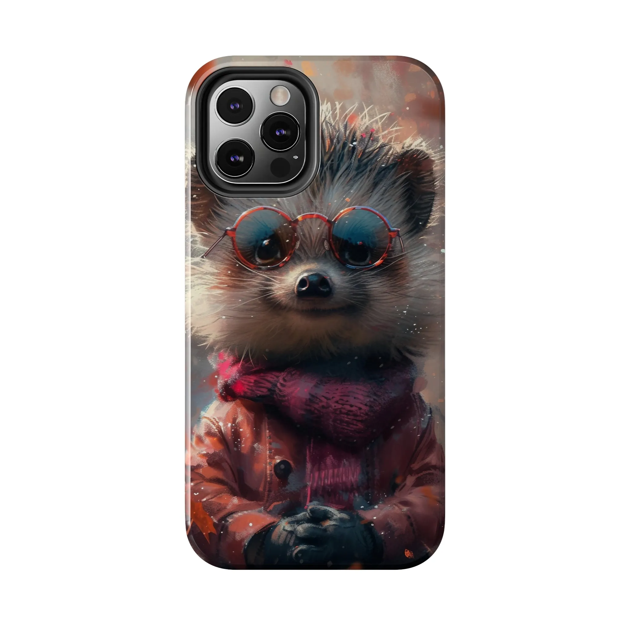 Hedgehog with Glasses and Scarf Design Phone Case- Lightweight, Impact Resistant Cover for iPhone 6, 6s, 12, 13, 14, 15