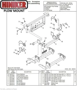 Hiniker Snowplow Mount - Quick Hitch 1 (QH1), 92-98 Ford 4x4, F250-350 25010255