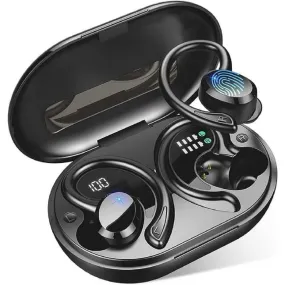 Hoey I25 Wireless Earbuds, Bluetooth 5.1 Headphones with Mic, IP7 Waterproof Ear Hooks Black