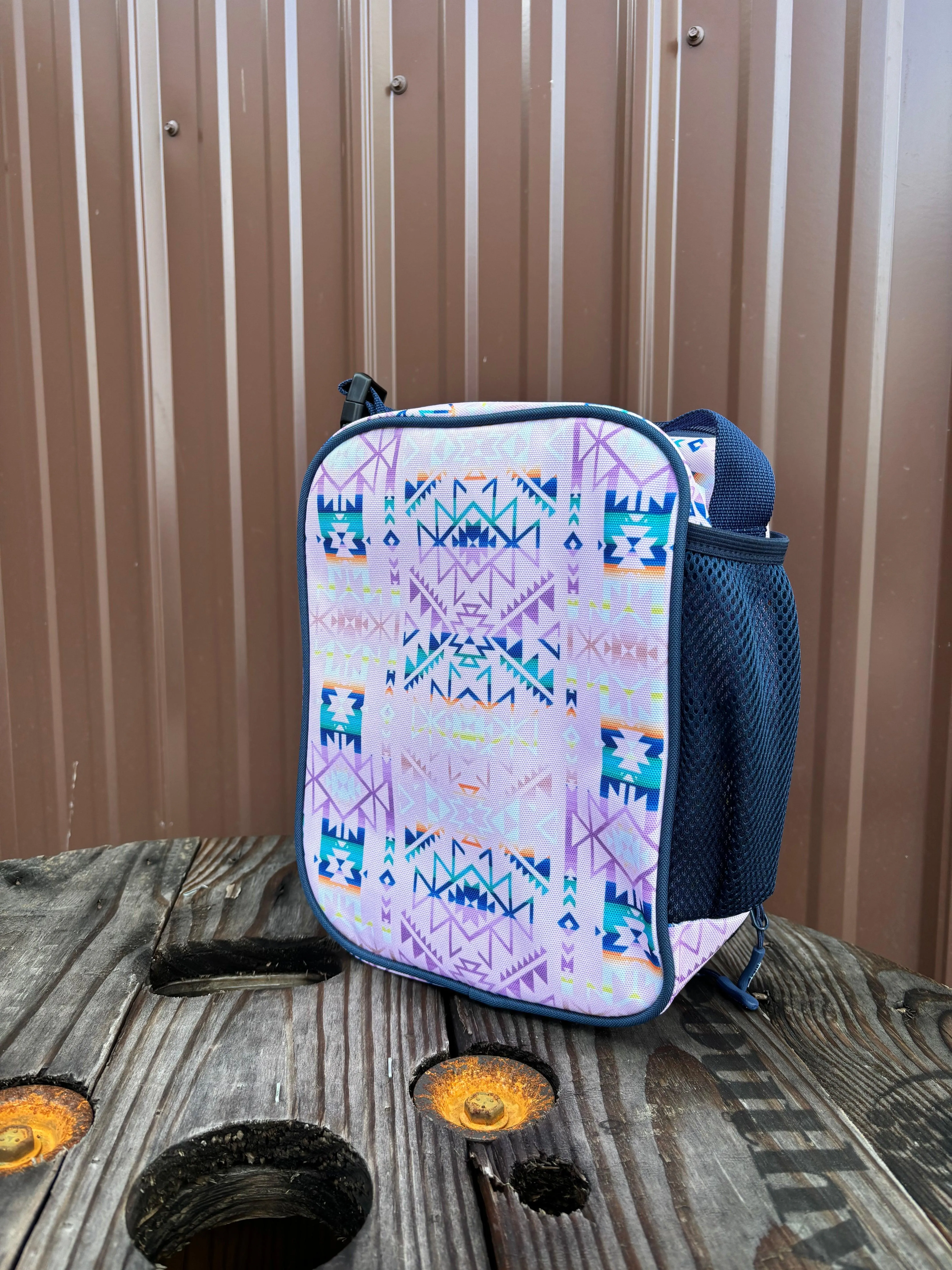 Hooey Pink & Navy Southwestern Aztec Print Lunch Box HLB005-PKNY