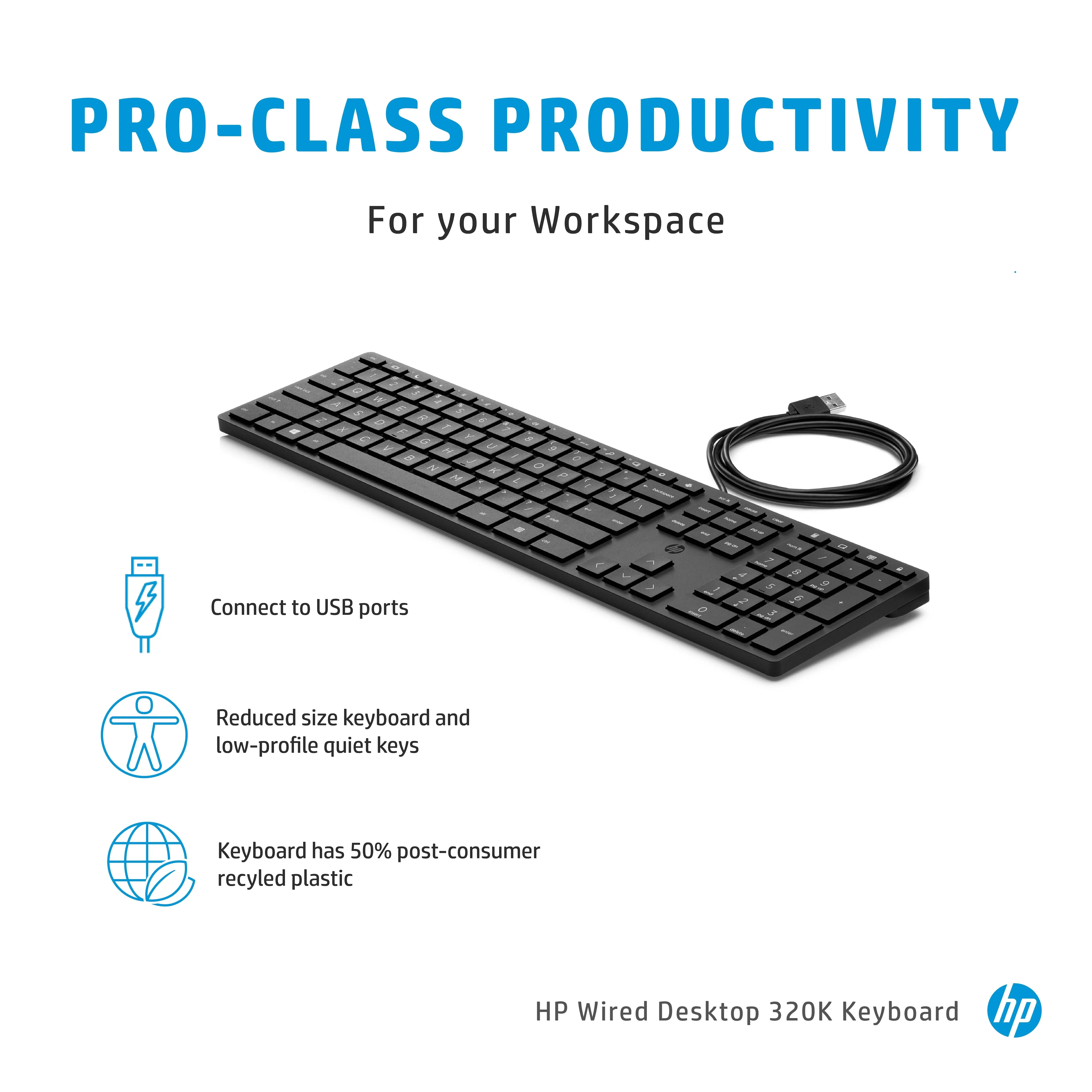 Hp Desktop 320K - Keyboard - Usb - Qwerty - English - For Hp 34, Elite Mobile Thin Client Mt645 G7, Pro Mobile Thin Clie