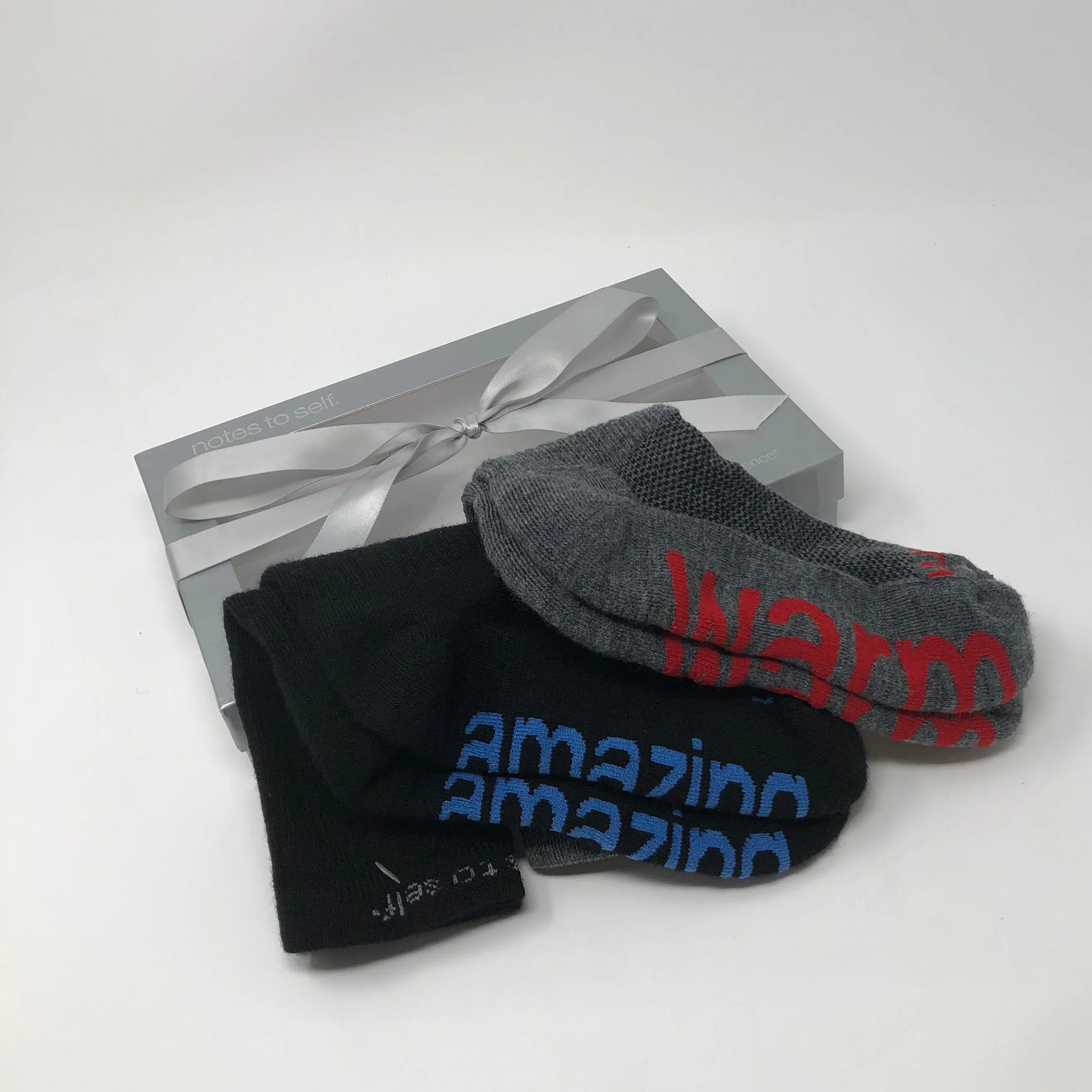 I am amazing®   I am warm™ merino wool crew sock gift set in silver box