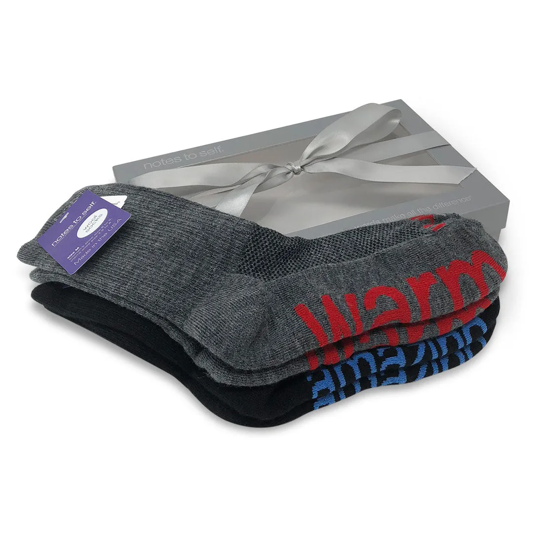 I am amazing®   I am warm™ merino wool crew sock gift set in silver box