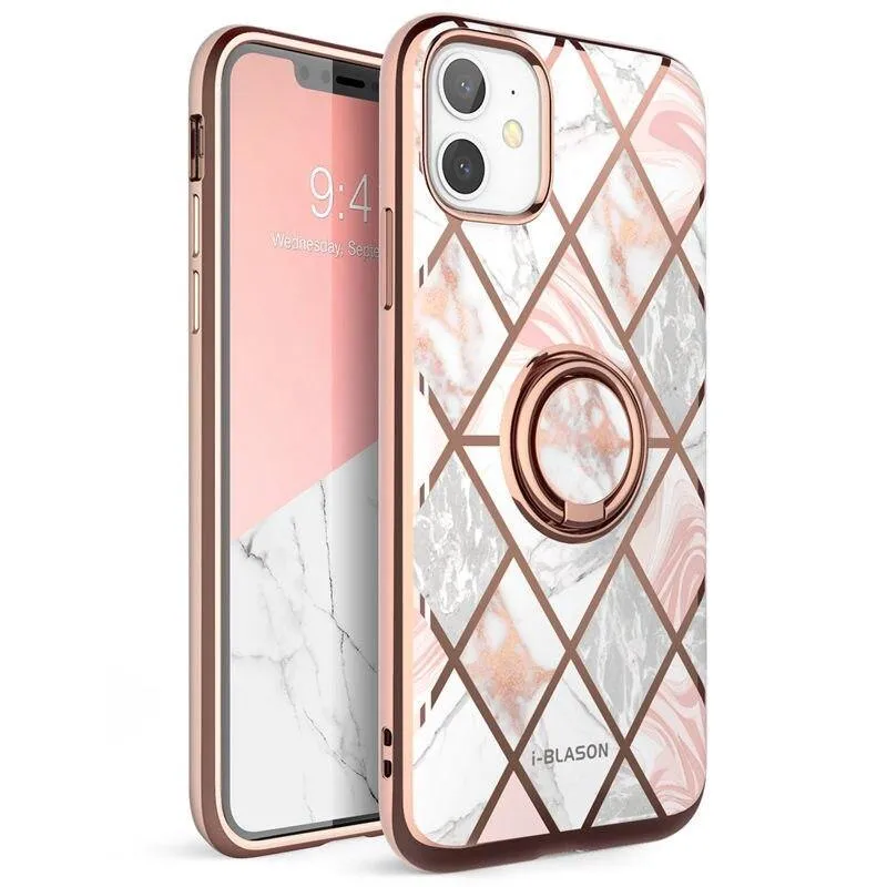 I-BLASON For iphone 11 Case Cosmo Snap Slim Marble Cover with Built-in Rotatable Ring Holder Kickstand Support Car Mount