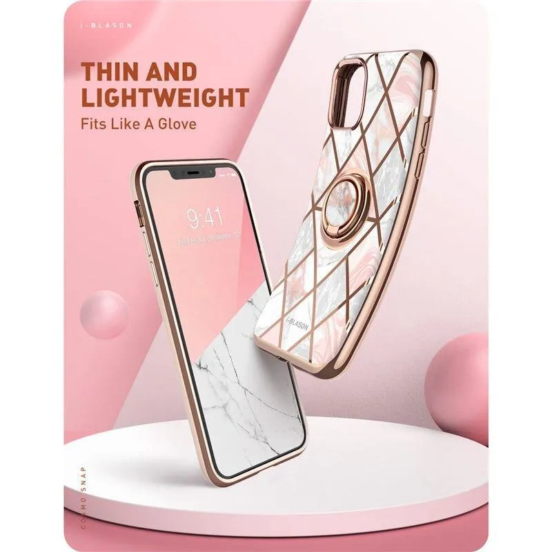 I-BLASON For iphone 11 Case Cosmo Snap Slim Marble Cover with Built-in Rotatable Ring Holder Kickstand Support Car Mount