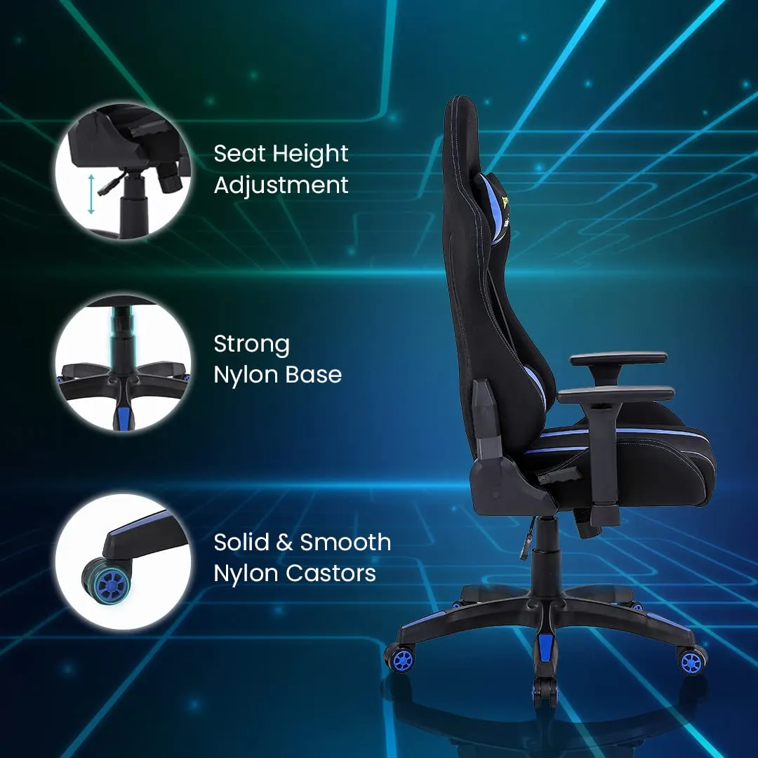 INTERCEPTOR Ergonomic Gaming Chair & Gaming Mat Combo | Premium Fabric, Adjustable Neck & Lumbar Pillow, 3D Adjustable Armrests