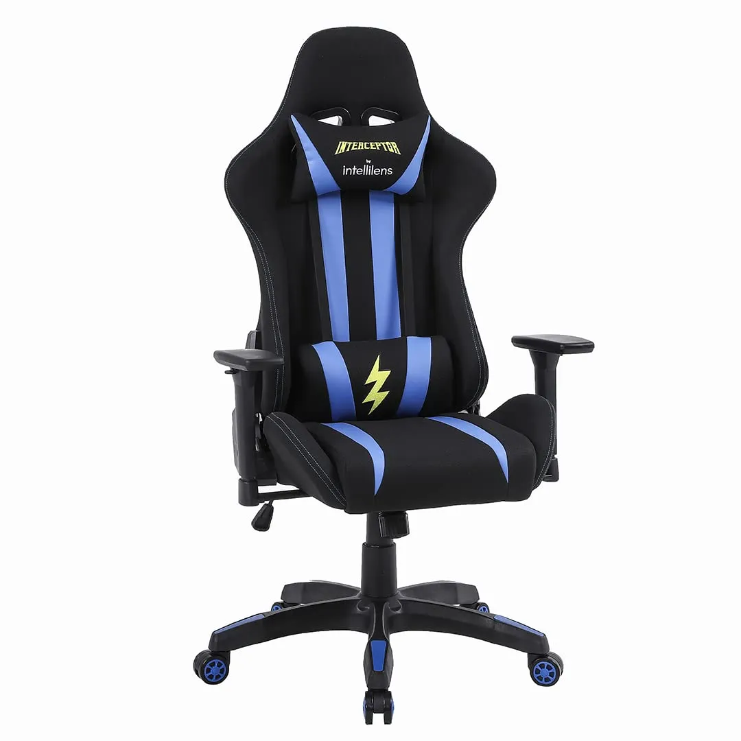 INTERCEPTOR Ergonomic Gaming Chair & Gaming Mat Combo | Premium Fabric, Adjustable Neck & Lumbar Pillow, 3D Adjustable Armrests