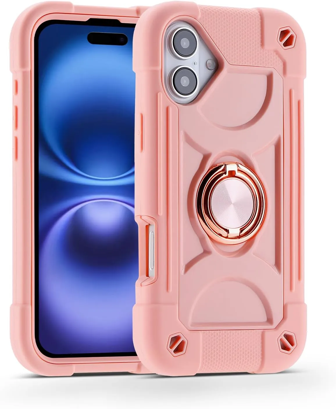 iPhone 16 Case 6.1 Inch Ring Stand Military Grade Drop Protection Full Body Rugged Heavy Duty Case Cover