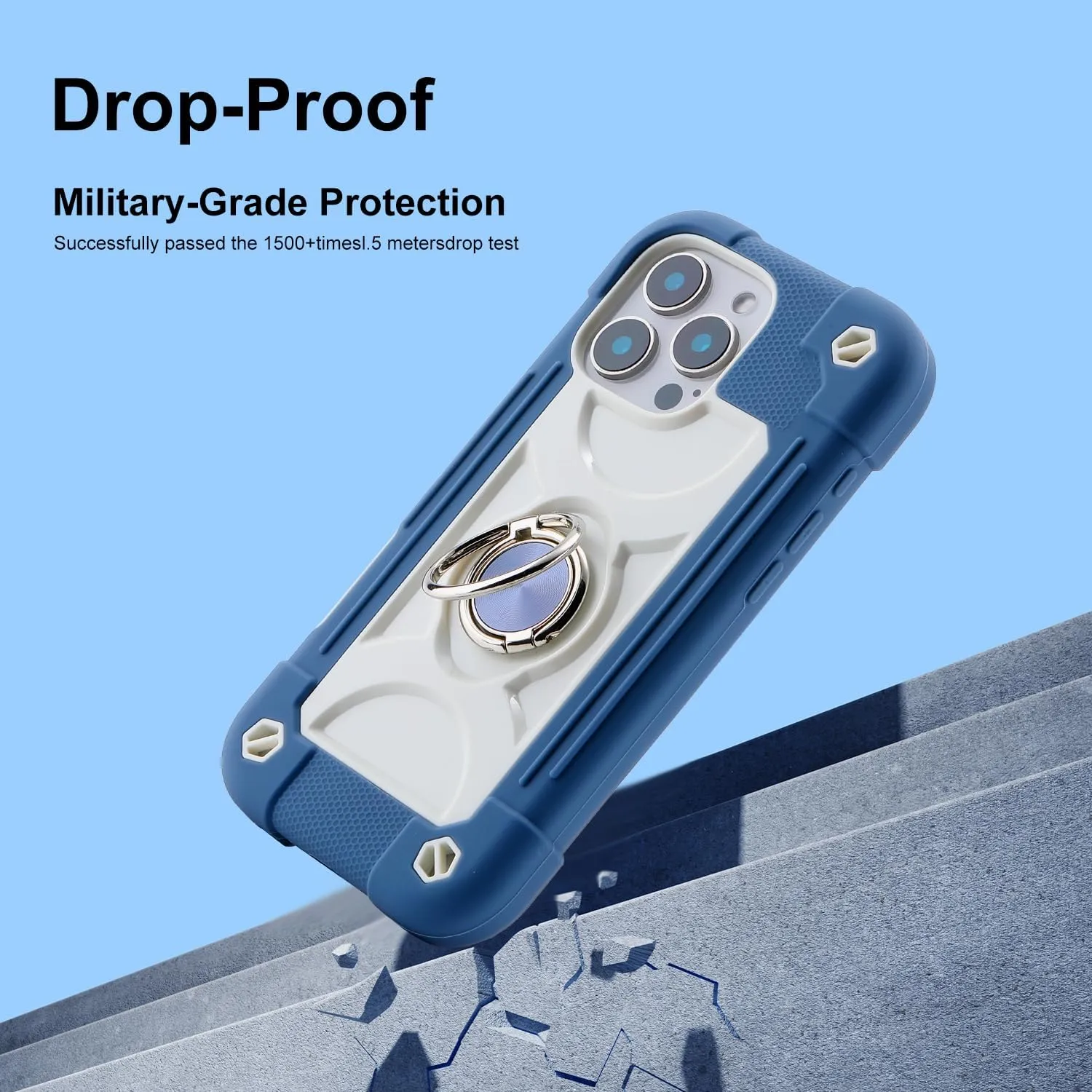 iPhone 16 Case 6.1 Inch Ring Stand Military Grade Drop Protection Full Body Rugged Heavy Duty Case Cover